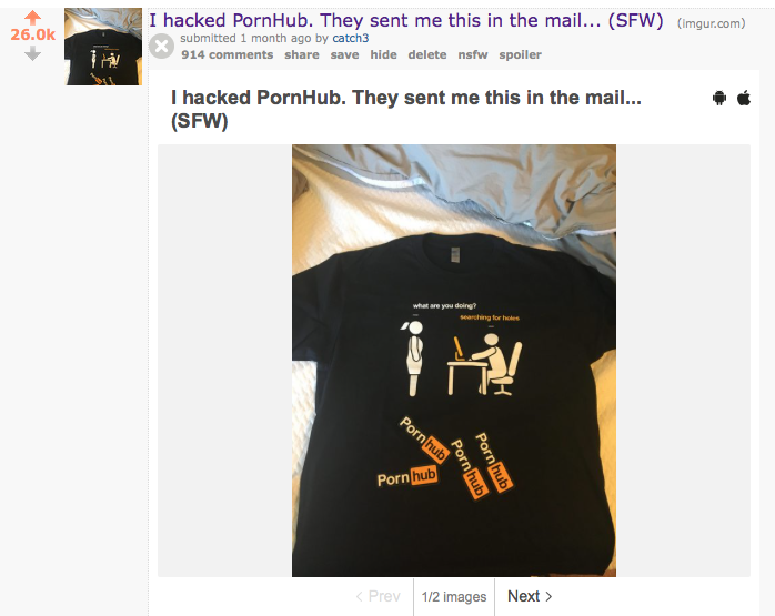 Penetrating PornHub - XSS vulns galore (plus a cool shirt